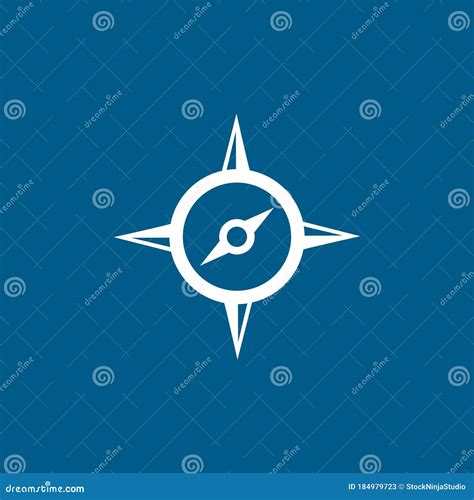 Compass Icon On Blue Background Blue Flat Style Vector Illustration