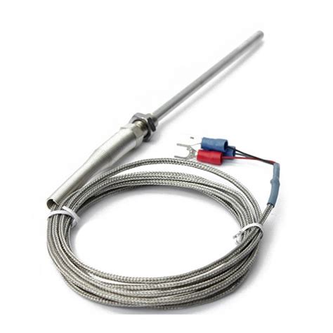 Jual RTD Pt100 Temperature Sensor 2m Cable 100mm Probe 3 Wires 50 400C