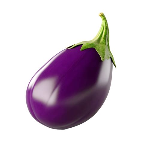 AI Generated 3D Rendering Of A Purple Eggplant On Transparent