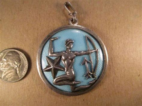 Rare Sterling Silver Enamel Sagittarius Zodiac Pendant Margot De Taxco