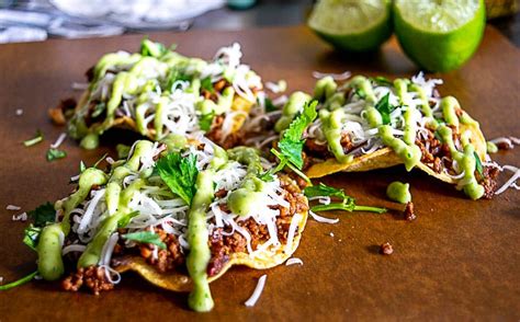 Ground Beef Tostadas With Salsa De Aguacate Mexican Please