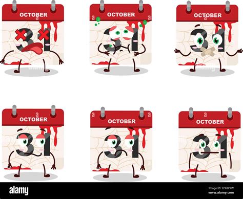 Halloween Calendar Cartoon Character With Nope Expression Stock Vector