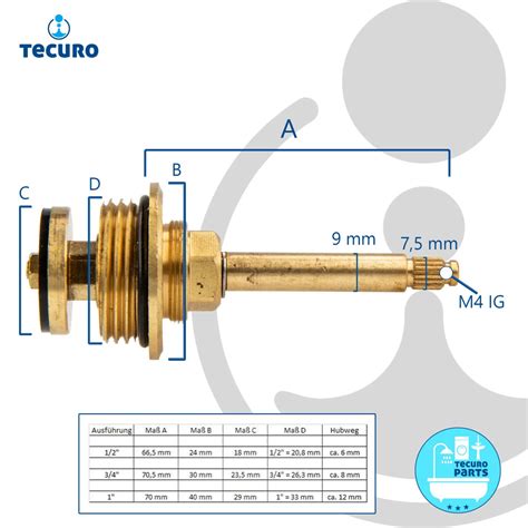 Tecuro Ventil Oberteil Zoll F R Unterputz Ventile Messing Blan