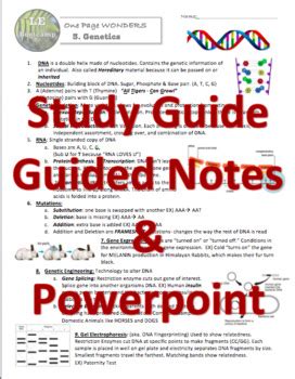 Genetics Living Environment Regents Review One Page Wonder Powerpoint