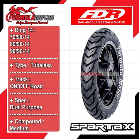 Jual Fdr Spartax Ring Tubeless Dual Purpose Ban Motor Matic Tubles