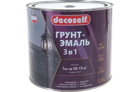 Грунт-эмаль Pufas 3 в 1 черная глянц. Decoself 1,9кг тов-200095 ...