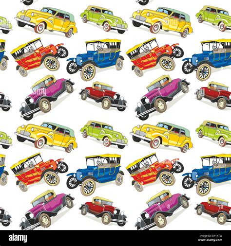 Vector Illustration Seamless Pattern Vintage Cars Stock Photo Alamy