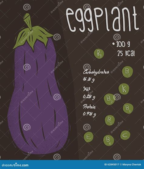 Information Of Eggplant Nutrition Facts Concept Stock Illustration