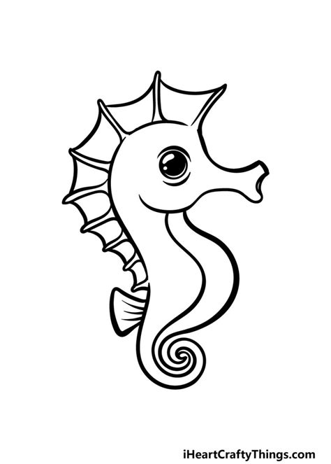 Cartoon Seahorse Drawing How To Draw A Cartoon Seahorse Step By Step