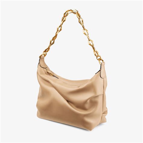 Diamond Soft Hobo S Biscuit Calf Leather Hobo Bag With Chain Strap