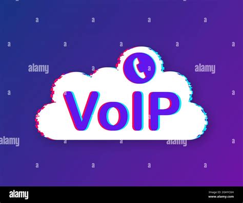 VoIP Technology Voice Over IP Glitch Icon Internet Calling Banner