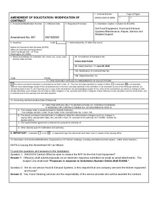 Fillable Online Dcps Dc Amendment Of Solicitation Modification Of