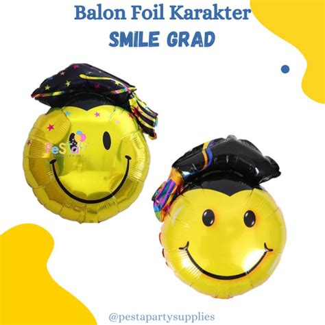 Jual Balon Foil Tema Wisuda Graduation Karakter Kepala Wisuda Smile