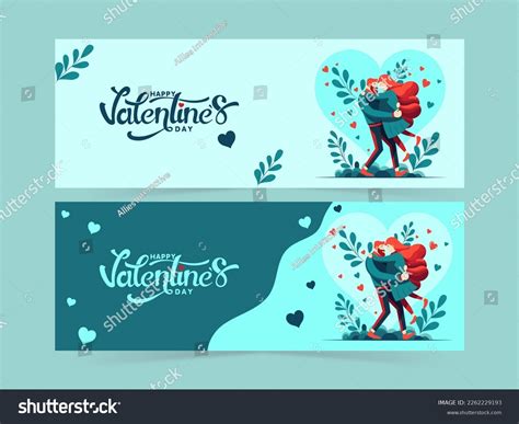 Happy Valentines Day Banner Header Set Stock Vector Royalty Free