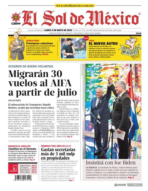 Portadas De Los Principales Diarios Nacionales En México Tus Buenas