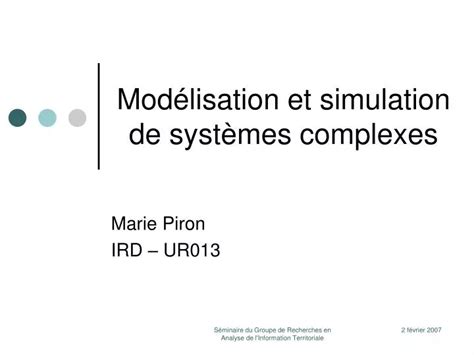 PPT Modélisation et simulation de systèmes complexes PowerPoint