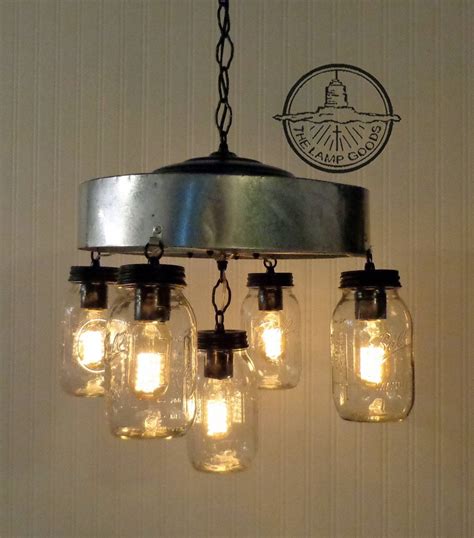 Mason Jar Chandelier Light Fixture With Farmhouse By Lampgoods