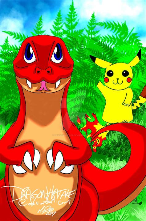 Charmander and Pikachu:Pokemon by DRAGONHATAKE on DeviantArt