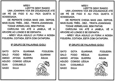 Leitura E Interpretação Grupos De Palavras 6 Grupo 6 · Alfabetização Blog