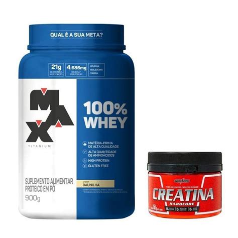 Kit Musculo Definido 30 Dias Max E Integral 100 Whey Pote 900g