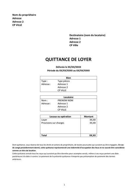 Modele Quittance De Loyer Excel Lettre Type Quittance De Loyer Modele