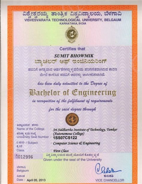 Vtu Degree Certificatepdf