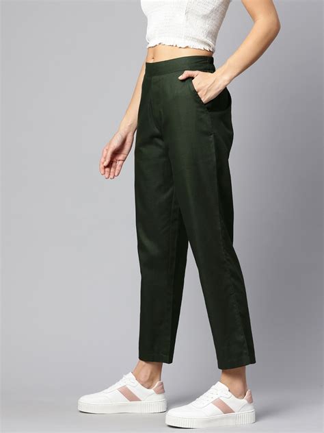 Buy Popnetic Pure Cotton Peg Trousers Trousers For Women 30137411