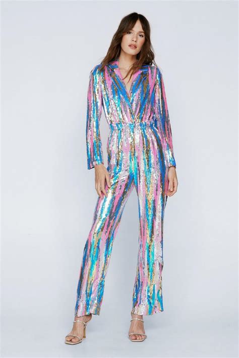 Multicolor Sequin Straight Leg Jumpsuit Boohoo Uk