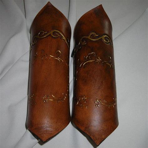 Continuous Vine Pattern Free Shipping Leather Bracers Armor Larp