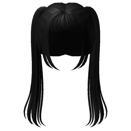 Lush Long Pigtails With Bangs Black Roblox