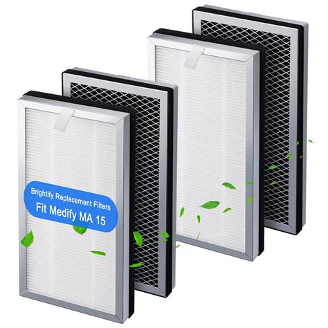 Brightify 4 Pack Hepa Filters For Medify Ma 15 Purifier 3 In 1 With Activated Carbon