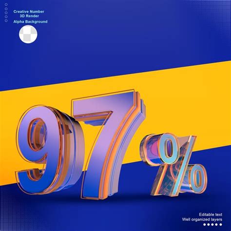 Premium Psd Blue 3d Number 97 Percentage