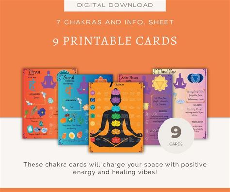 Chakra Cheat Sheet Cards 7 Chakras Chart Guide Printable Chakra