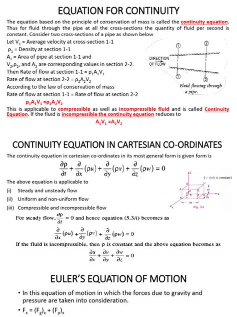 Continuity equation- Bernoulli-s equation and limitation(M 2.02) | PDF | Fluid Dynamics ...