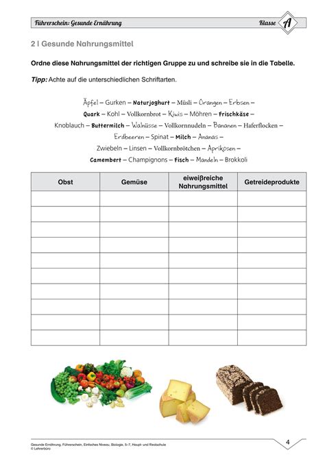 15 Arbeitsblätter Ernährung Ernährung Gesunde nahrungsmittel