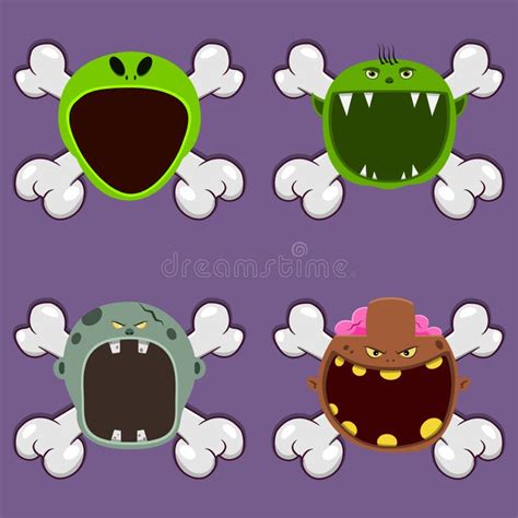 Head Monster Design With Alien Goblin Grey Zombie And Brown Zombie