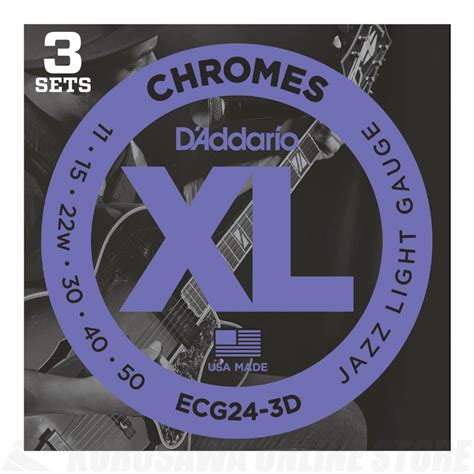 D Addario Xl Chromes Flat Wound Ecg24 3d Jazz Light ダダリオ エレキギター弦 3セット （新品）【楽器検索デジマート】