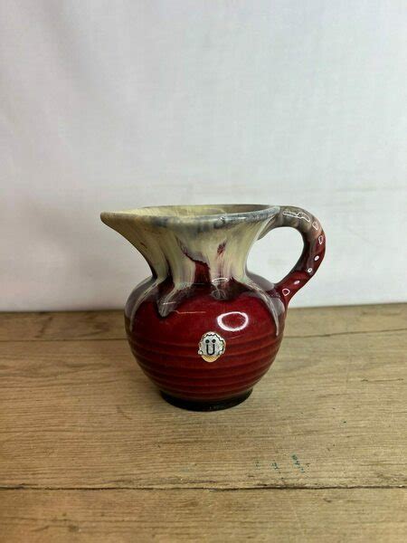 Vintage Mid Century Burgandy And Beige Beautiful West German Jug