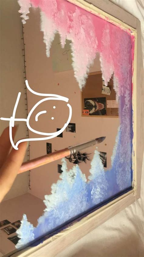 Cloud Mirror Mirror Painting Painted Mirror Diy Aesthetic Painting