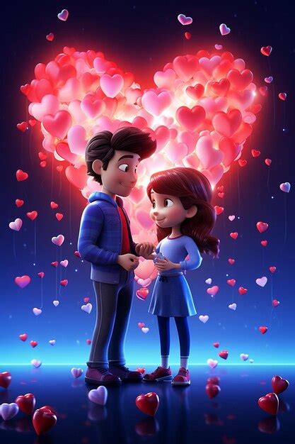 Premium Ai Image Two 3d Pixar Tiny Male And Female In Love Holding A