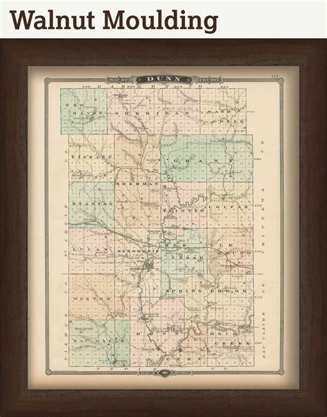 Dunn County Wisconsin Map Replica Or Genuine Original Etsy