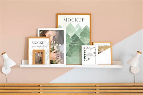 Premium Psd Mockup Frame On Shelf