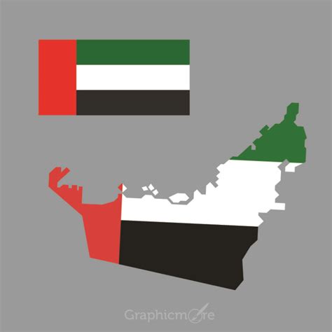 UAE Flag and Map Design Free Vector File Download