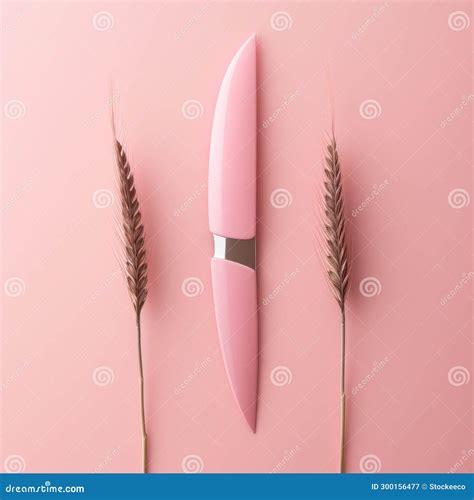 Playful Femininity Pink Knife On Pink Table With Wheat Stock Illustration Illustration Of