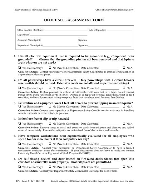 Workstation Assessment Form