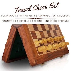 Inch Solid Wood Magnetic Chess Set Etsy