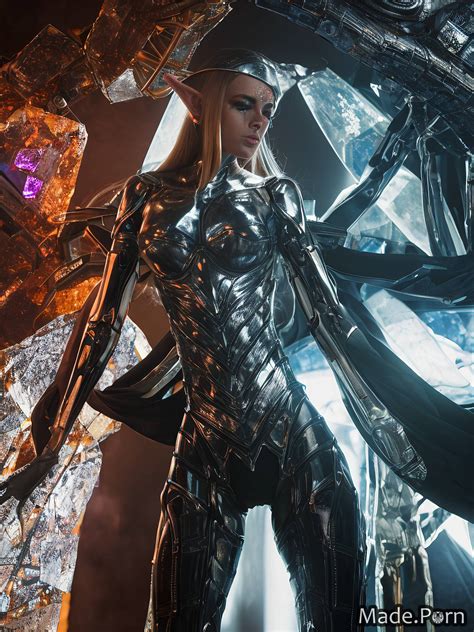 Porn Image Of Robot Titanium Cyberpunk Bottomless Silver Lime Woman Created By AI