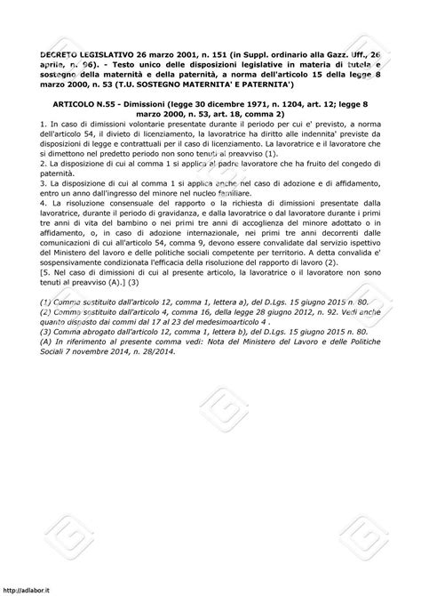 Dimissioni Della Lavoratrice Madre D Lgs Marzo N Art