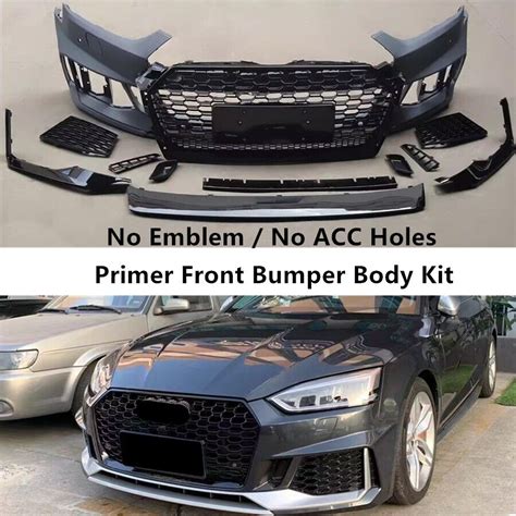 RS5 Style Front Bumper Conversion Grille Grill Kit Fit For Audi A5 S5