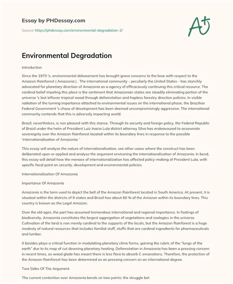 Environmental Degradation Phdessay